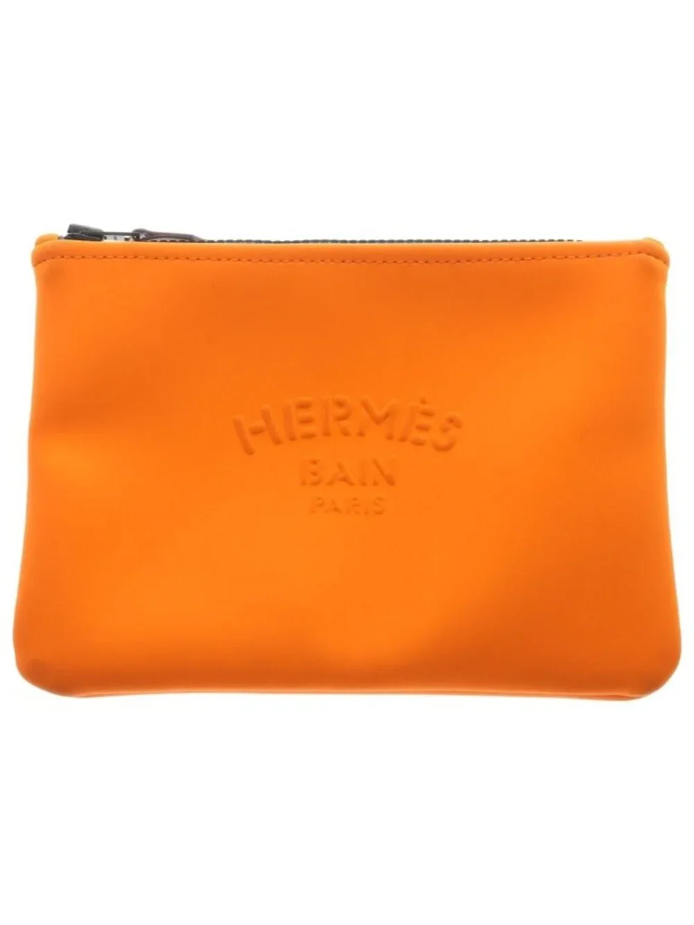Hermes Neobain PM Flat Pouch Embossed Logo Handbag Orange